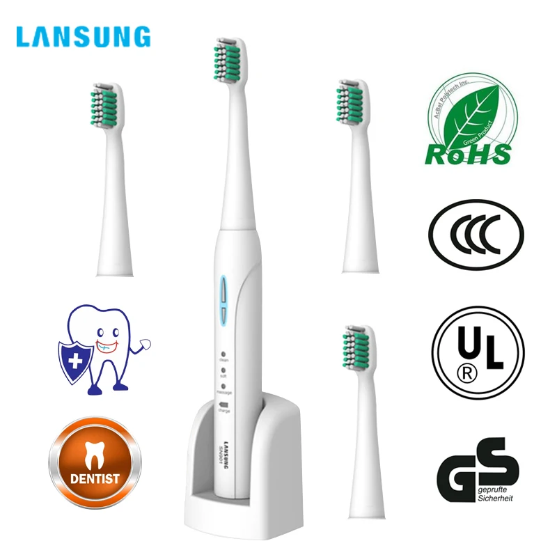 

LANSUNG SN901 Wireless Inductive Rechargeable Ultrasonic Electric Toothbrush 8 heads Soft Dupont Fur Teeth Whitening Sets