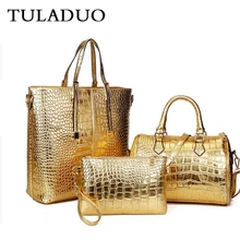 Tuladuo mujer de lujo de oro de lujo de cuero compuesto bolso y bolsos sac a principal marca damas bolsa de hombro messenger bag crossbody