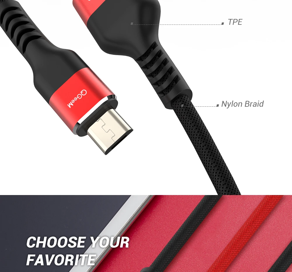 QGeeM Micro USB кабель 2.4A нейлон Быстрая зарядка USB кабель для передачи данных для samsung Xiaomi LG планшет Android мобильный телефон usb кабель для зарядки