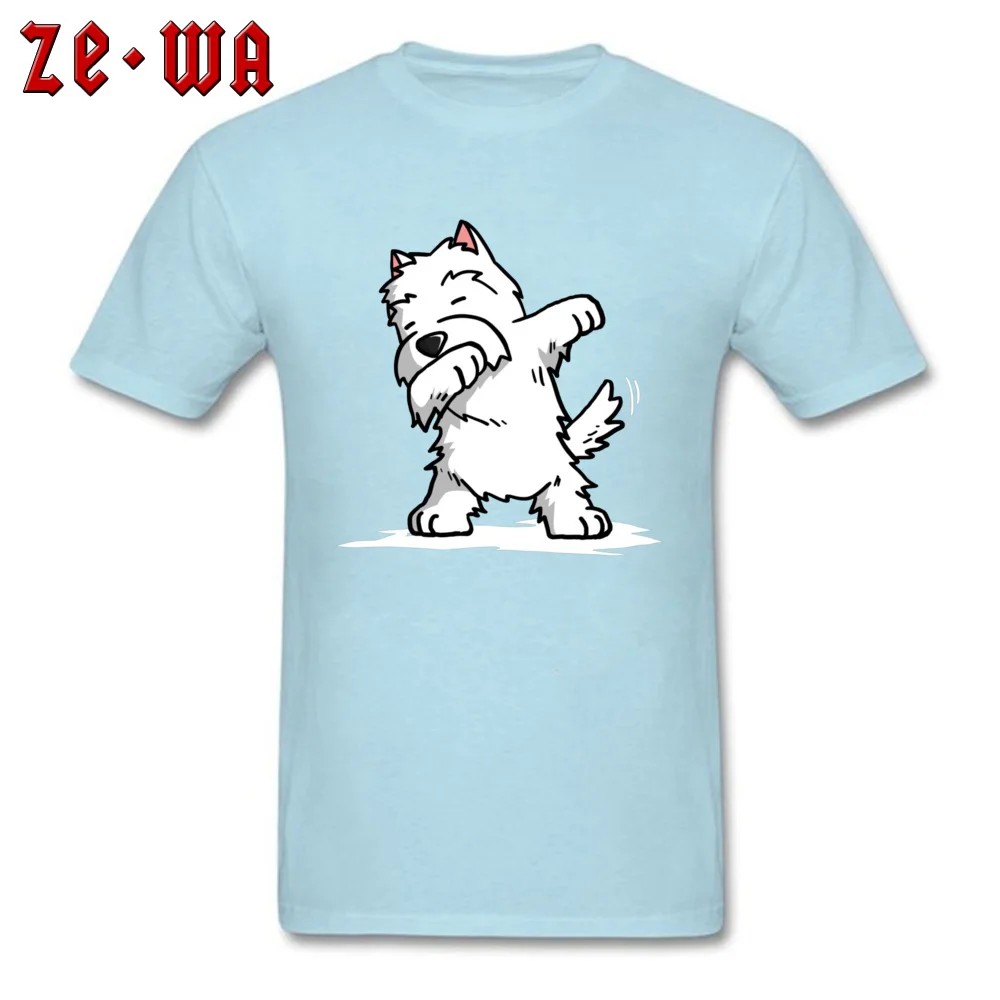 Normal Tshirts Design Short Sleeve Rife Round Neck 100% Cotton Tops Shirts 3D Printed Tshirts for Men Thanksgiving Day Funny Dabbing West Highland White Terrier Dog -7475 light