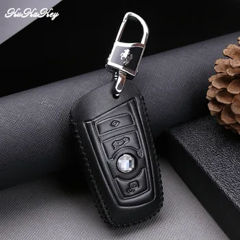 

Leather Car Key Cover with Horse Pattern Metal Keychain Fit For BMW e30 e90 e60 e84 e39 e46 e63 e53 F10 F30 X1 X3 X4 Black Color