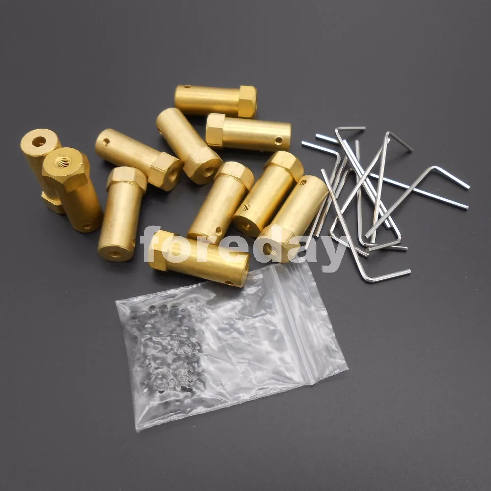 

10PCS Brass 3MM Six edge Shaft Motor Total length: 30mm Flexible Hexagonal hexagon Coupling Coupler lengthen10 spanners*FD327X10