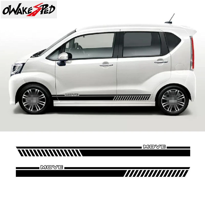 

Racing Sport Stripes Styling Sticker City Auto Vinyl Decal Car Body Side Skirt Decor Stickers Accessories For Daihatsu Move