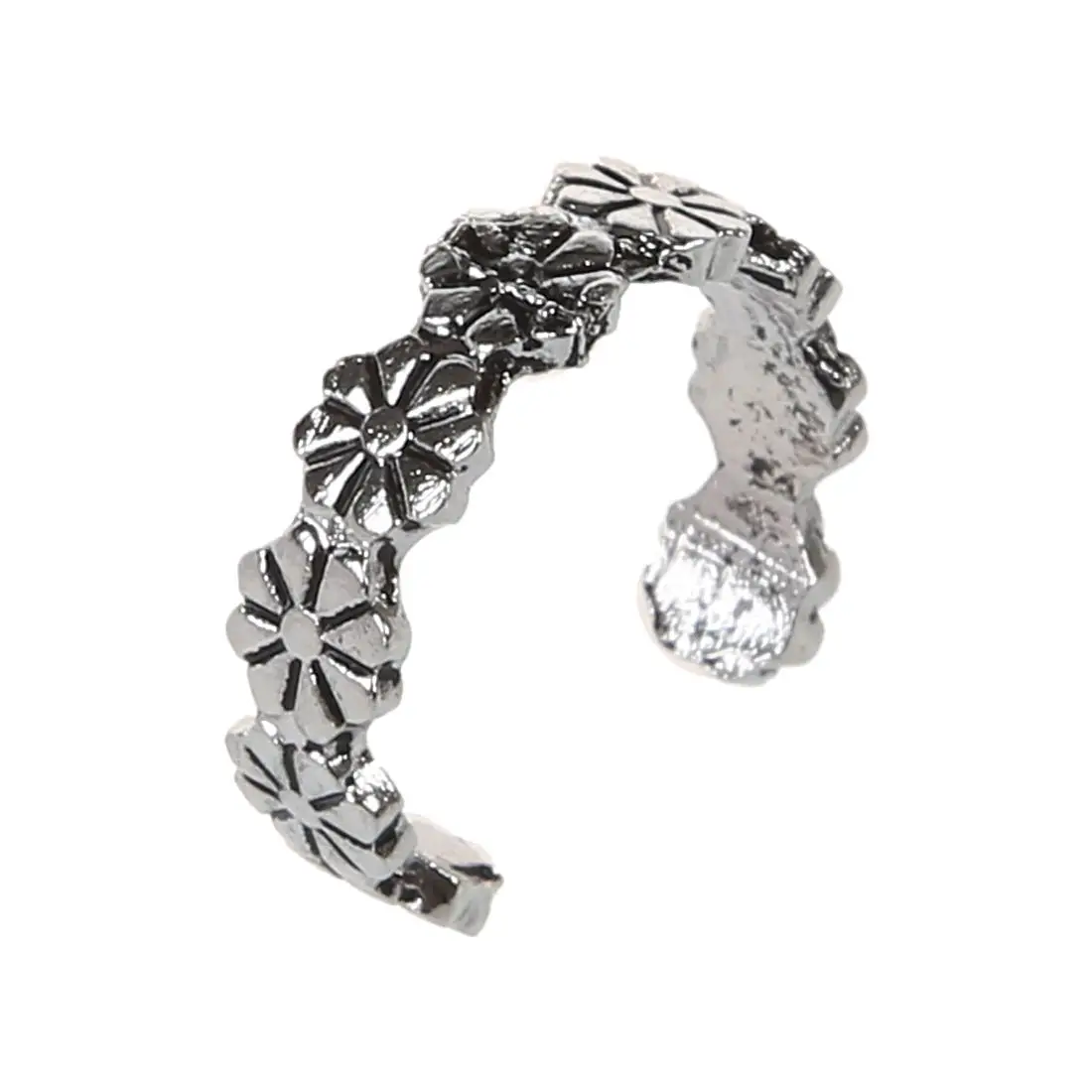 

1pc Retro Flower Pattern Adjustable Toe Ring Foot Jewellery Antique Silver