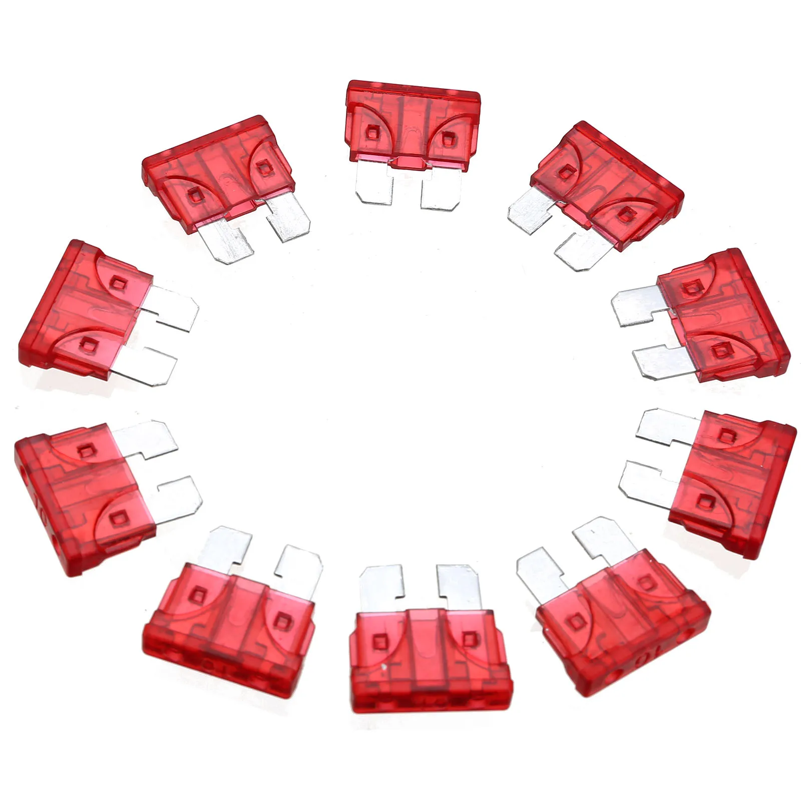 Hot 10PCS/lot Red Color Mini Car Fuse 10A Coded Standard ATO / ATC Blade Fuse for Auto Truck