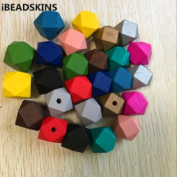 

(choose color ) wholesale 20mm 100pcs/lot Environmental Paint Faceted Wooden Beads for necklace or bracelet making