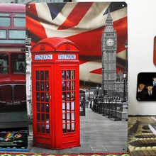 Топ Мода YBY03" лондонская телефонная" Винтажная настенная художественная картина с металлическим рисунком модные изделия украшения 20x30 см