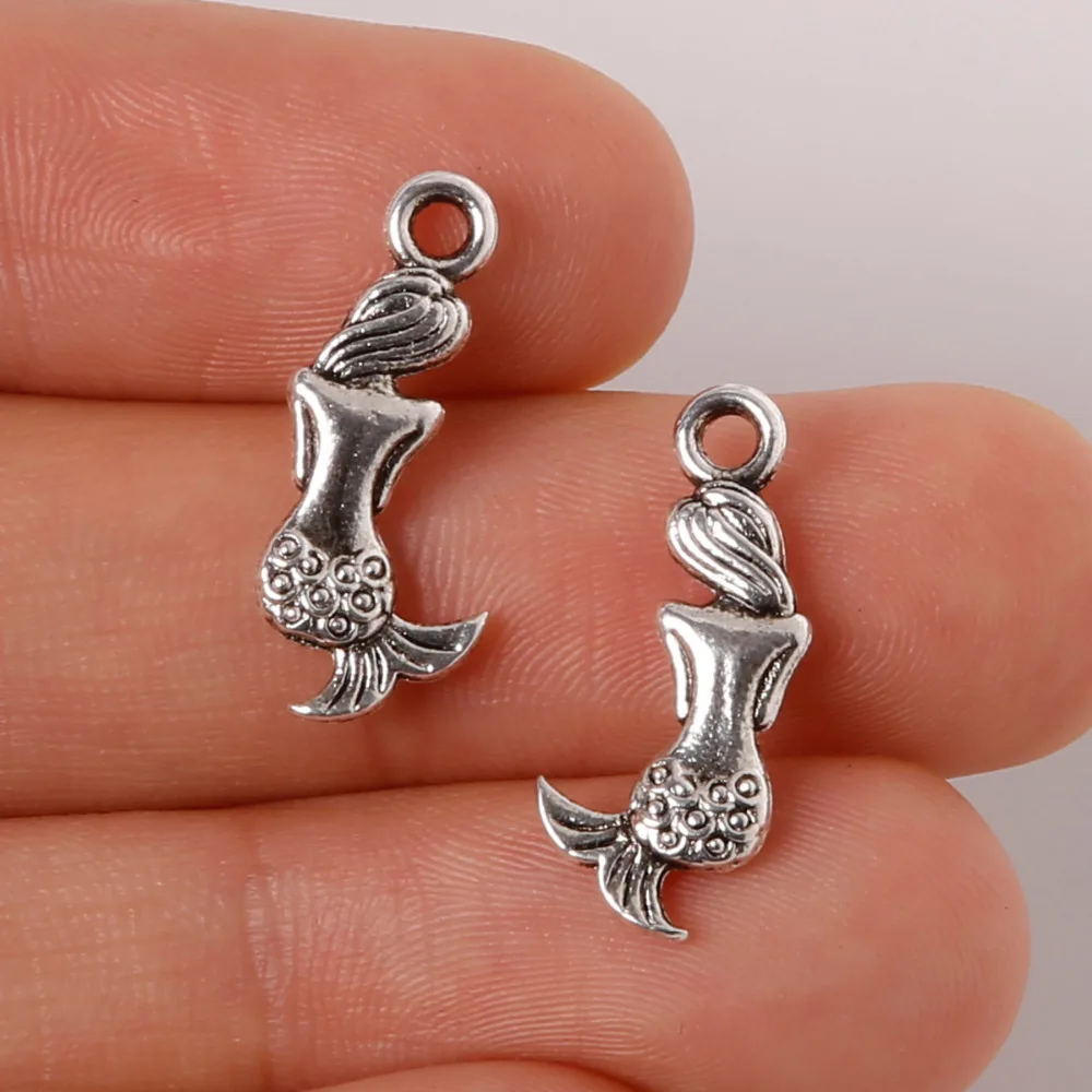 

Promotion 14pcs 8x20mm Zinc Alloy Antique Silver Mermaid DIY Charms Pendants Jewelry Findings for DIY fashion bracelet necklace