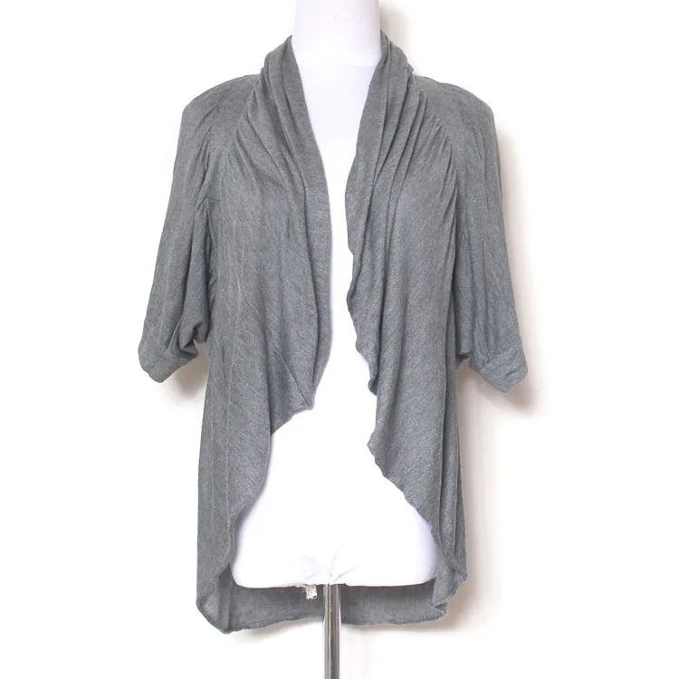 YUNINYOYO pretty ruffled irregular open-top and hem short-sleeved bat sleeve back defined waist knitted spring autumn cardigan YUNINYOYO pretty ruffled irregular open-top and hem short-sleeved bat sleeve back defined waist knitted spring autumn cardigan