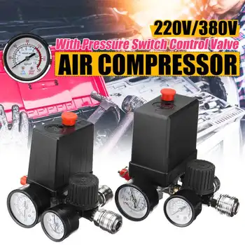 

SWILET 240V/380V Regulator Duty Air Compressor Pump Pressure Control Switch Air Pump Control Valve 7.25-125 PSI with Gauge