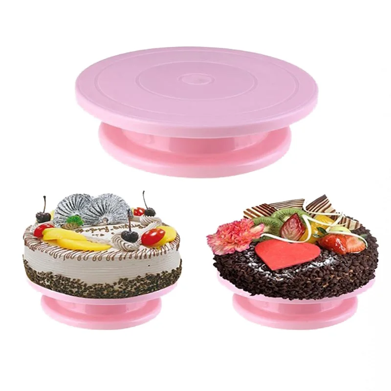 10 Inches Plastic Swivel Plate Cake Revolving Stand Accessories Kitchen Mold Durable Easy Decorating Sturdy Multicolor