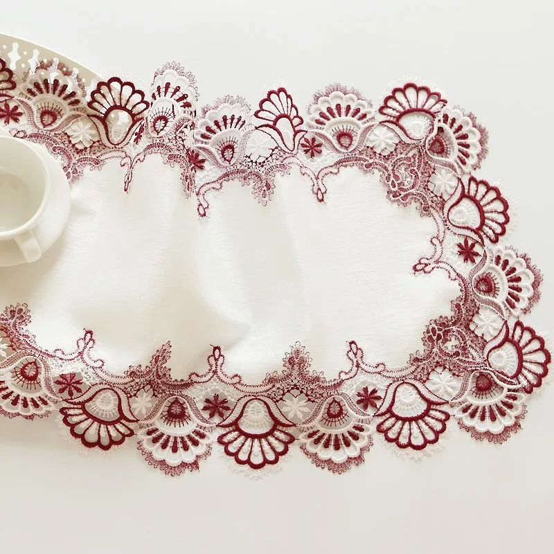 European Simple Pastoral Water Soluble Lace Embroidered Table Runner Mats Flag Cloth Fabric Hollow Coffee Placemat Christmas Pad European Simple Pastoral Water Soluble Lace Embroidered Table Runner Mats Flag Cloth Fabric Hollow Coffee Placemat Christmas Pad