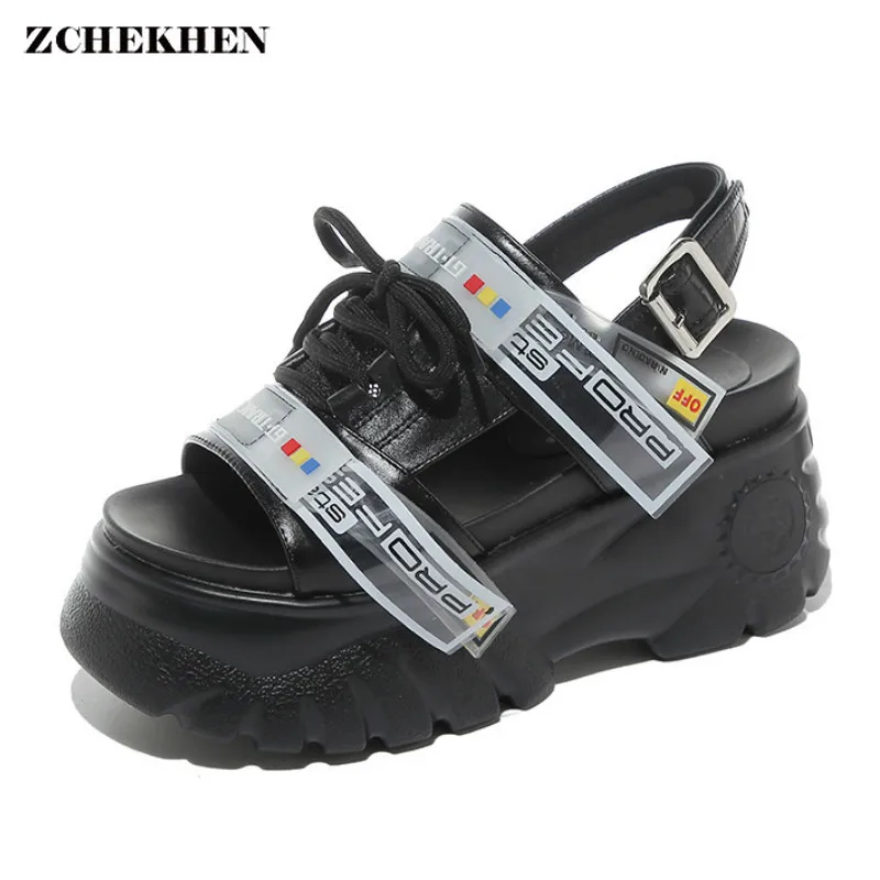 High Platform Women's Chunky Sandals 2019 Fashion Summer Leather Women Thick Soled Beach Sandal Casual Woman Shoes