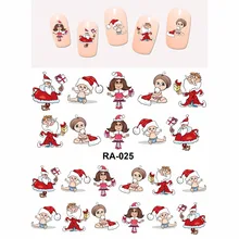 Наклейка на ногти водная наклейка слайдер Счастливого Рождества Рождество Санта Клаус Дети Мальчики и девочки RA025-030