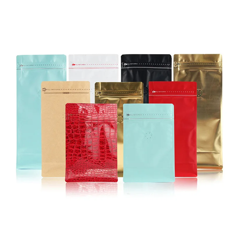 Cena Pół funta nakrętka do kawy herbata przekąska czekoladowa torba na żywność osiem bocznych uszczelek 250 g folia szeroki dolny łańcuch ziplock stand up valve