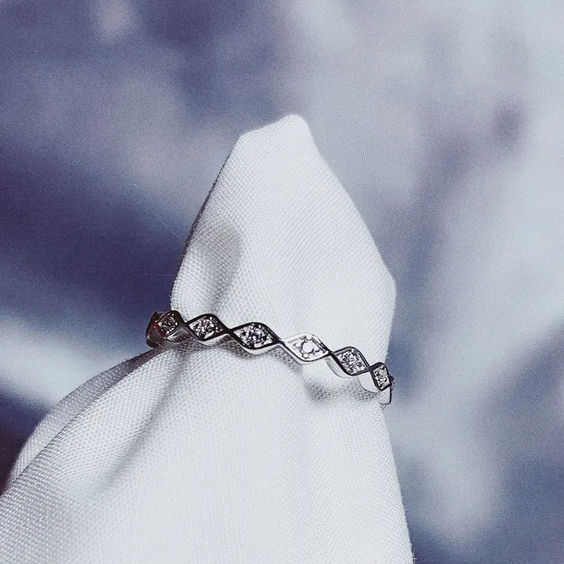 

Fashion simple zircon diamond ring s925 sterling silver ring for women