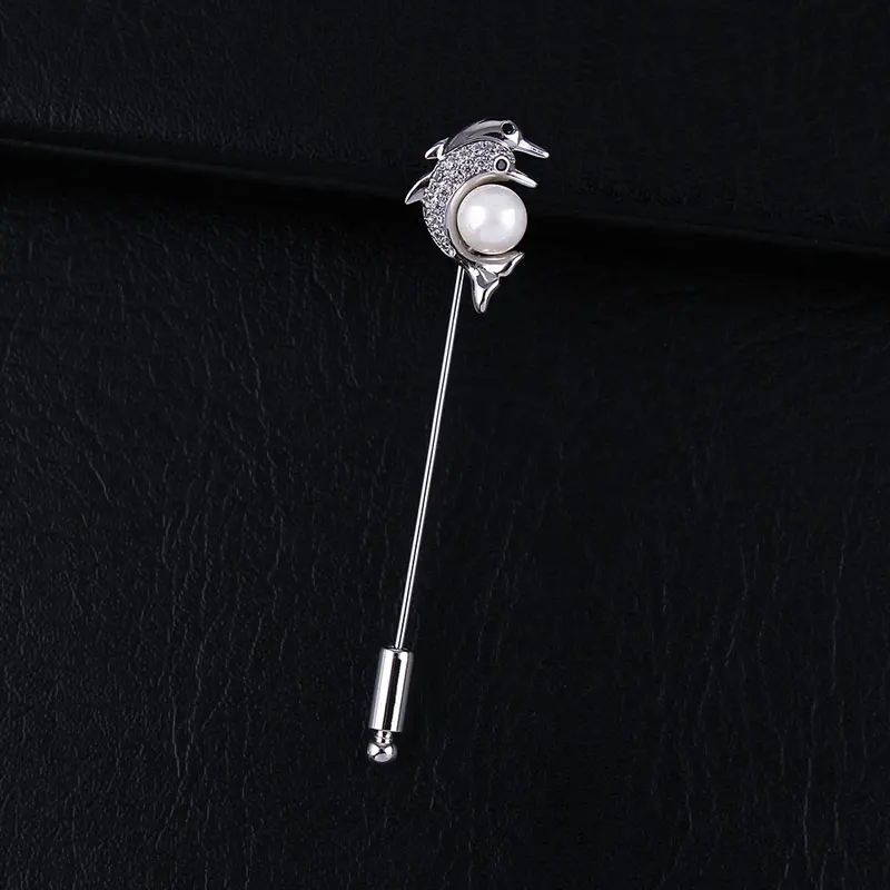 CHUKUI New Fashion Zircon Two Dolphins Brooch For Women Lady Scarf Stick Brooch Suit Tie Clips Ocean Fish Lapel Collar Pins  (3)