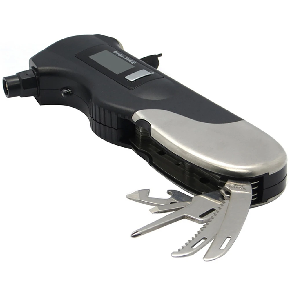 10pcs Led Flashlight Tire Gauge With Emergency Tool Digital Lcd/car