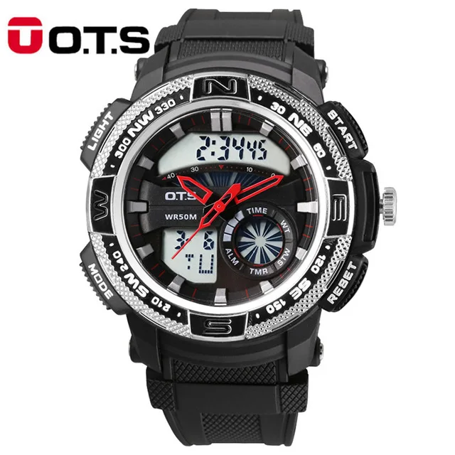 

Mens Swimming Climbing Outdoor Man Sports Watches New Arrivals Top Brand OTS Cool Black Fashion Large Face LED Digital Watch