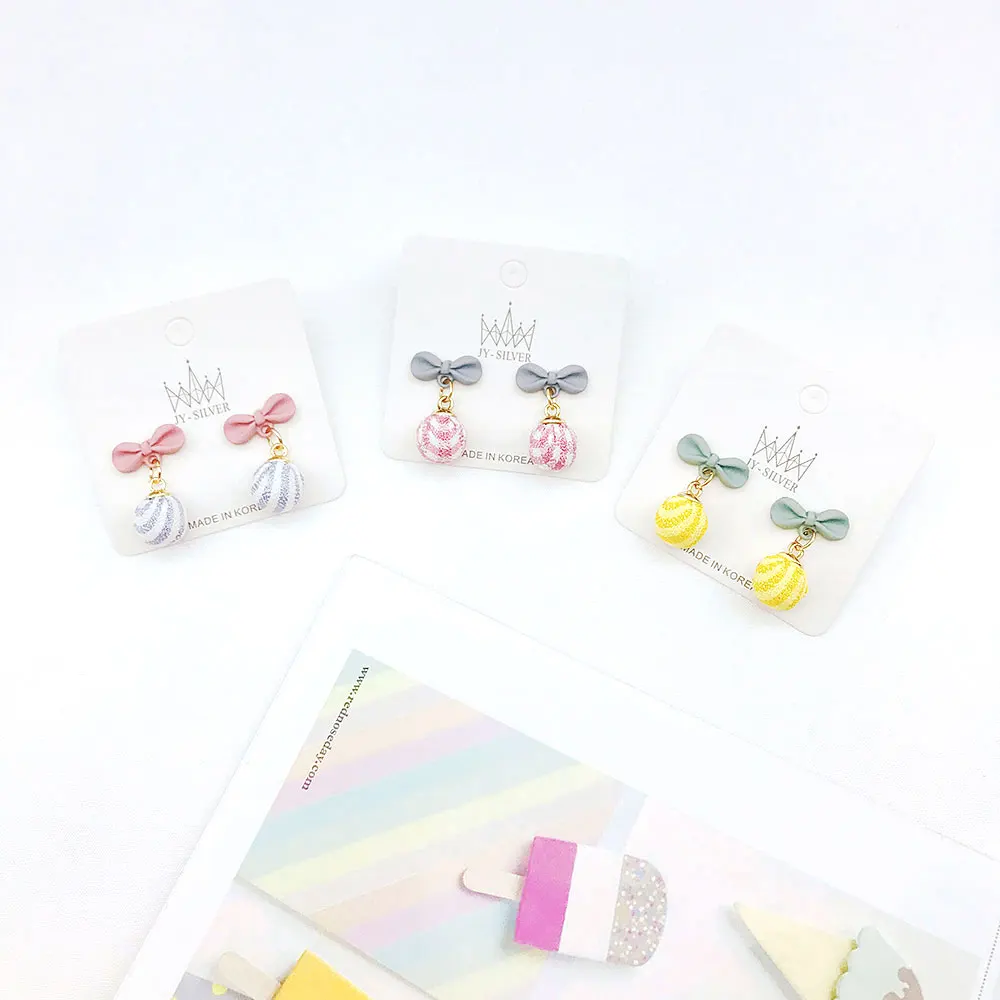 

New Arrival Simple Bow Knot Cute Ball Drop Earrings Fashion Jewelry Brincos Pendientes For Girls
