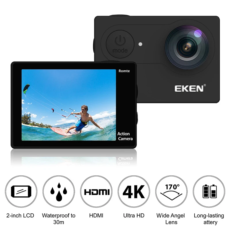 Оригинальная Экшн-камера eken H9 H9R Ultra HD 4K 25fps 1080P 60fps WiFi 2 170D Go Mini для подводного плавания Водонепроницаемая профессиональная спортивная камера на шлем