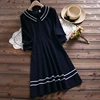 Mori girl vestidos 2022 spring new arrival preppy style sailor collar long sleeve cotton dress ► Photo 3/6