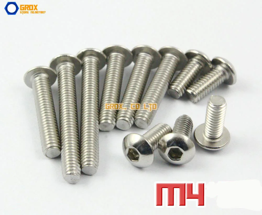 

M4 304 Stainless Steel Hex Socket Pan Head Button Head Allen Bolt Screw