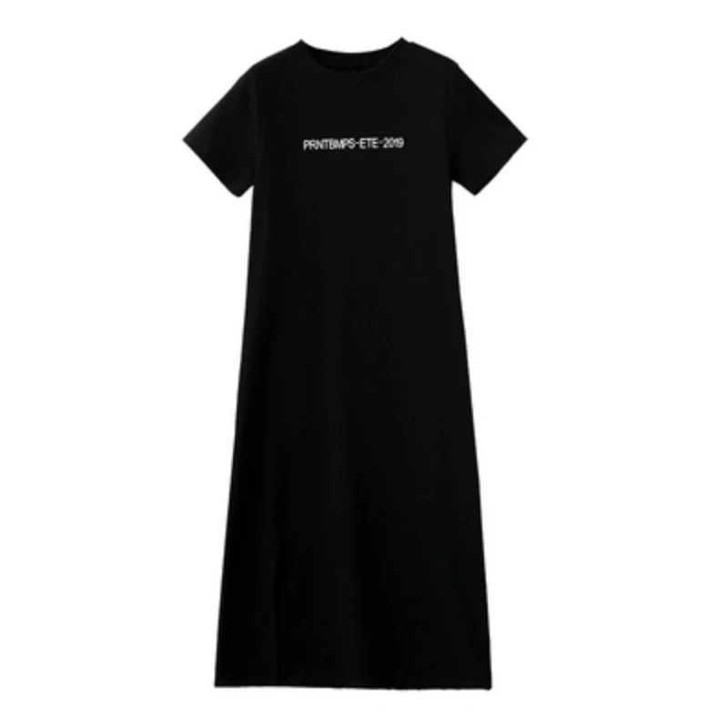 

Breast-feeding Clothing Letter Short-sleeved Maternity Dress 2019 Summer Loose Black T-shirt Pregnancy Dress Pregnant Long Tees