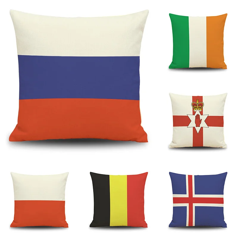 

2018 Pillow Case 45*45 World Flag Printing Dyeing Sofa Bed Home Decor Pillow Cover Cushion Cover Free Shipping NEW