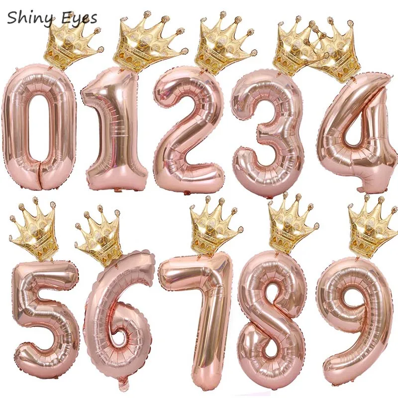 

Shiny Eyes 32inch Rose Gold Number Foil Balloons Graduation Decorations Wedding Aniversary Birthday Party Baby Shower Decoration