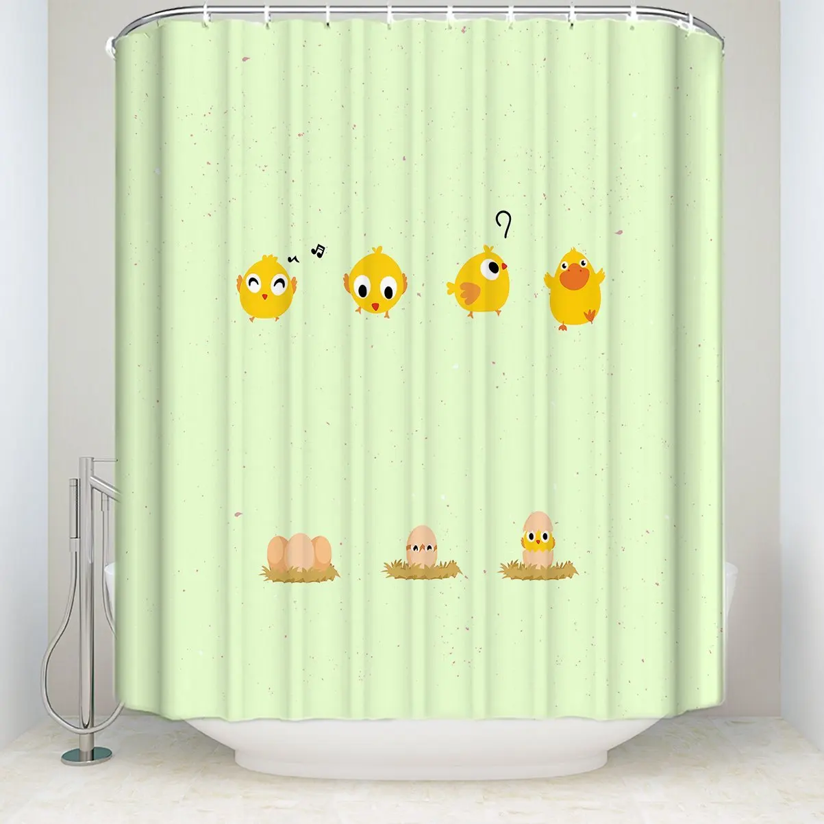Art Gallery Shower Curtain Cute Chick Pattern Fabric Shower Curtain