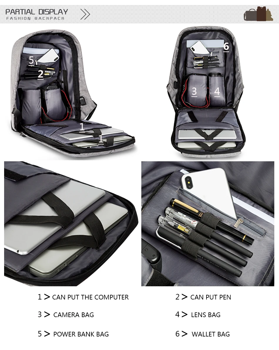 Рюкзак с защитой от кражи, рюкзак для путешествий, mochila, рюкзак большой емкости, USB, мужской рюкзак для ноутбука, школьные сумки для колледжа, mochila