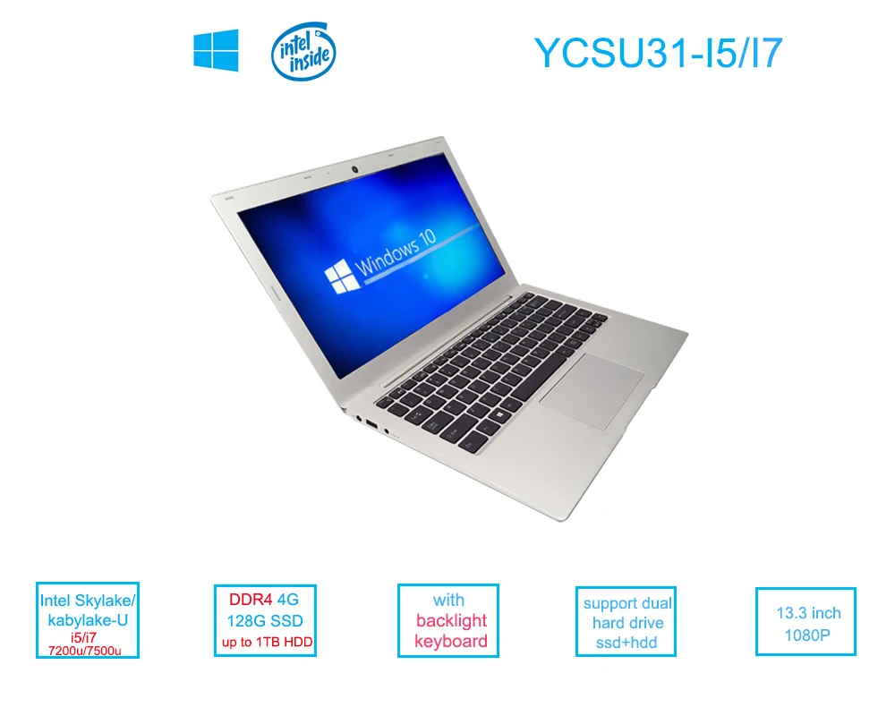 Ноутбук с windows 10 Intel Skylake/kabylake U i5 7200U/i7 7500U 13 3 дюйма DDR4 ОЗУ 4 Гб SSD 128 ГБ Wi Fi клавиатура