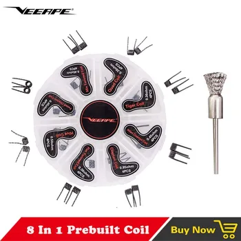 

32pcs Veeape 8 In 1 Prebuilt Coil Box Kit Quad Tiger Fused clapton Mix Twisted Clapton Alien coil brusher premade Wire DIY Coils