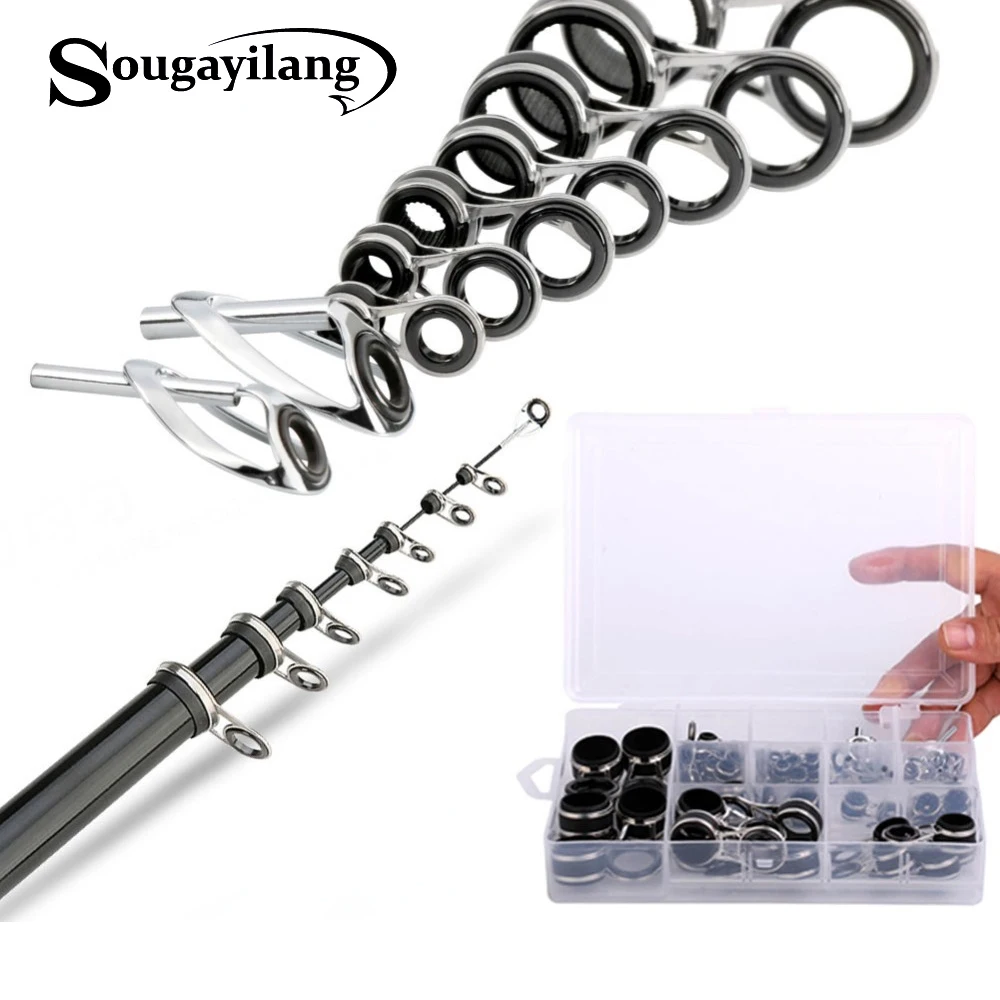 Sougayilang 55pcs/box Fishing Rod Guide Kit Pesca Stainless Steel