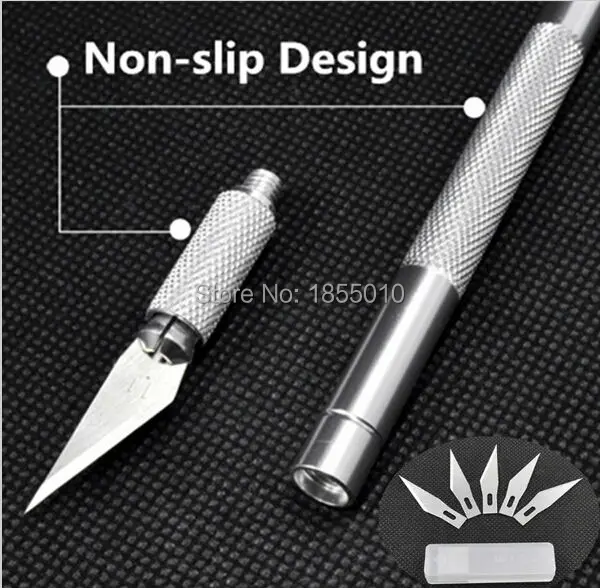 1 set/ Metal Handle Scalpel, Blade Knife Wood Paper Cutter Craft Pen
