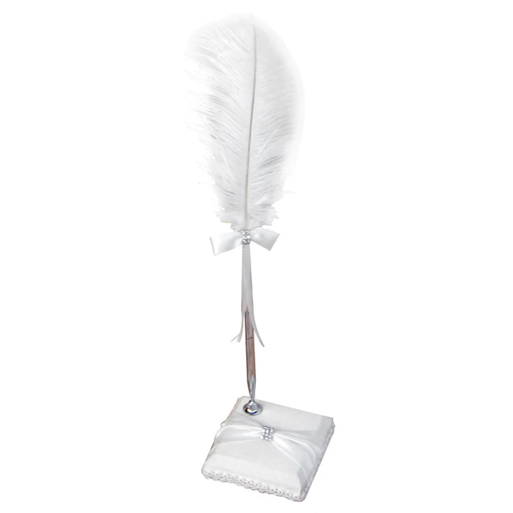 

Feather Pen with Holder Wedding Guestbook Ostrich Feather Quill White Pen