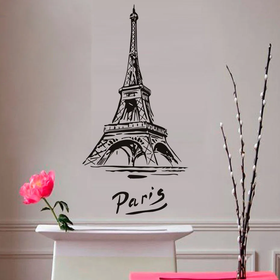 Eiffel Tower Vinyl Wall Sticker Romantic City Paris Adhesive Diy Art