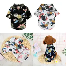 Одежда для домашних животных, кошек, летняя рубашка с принтом, Гавайский стиль, пляжная одежда, рубашки для собак, кошек, мягкая хлопчатобумажная одежда для домашних питомцев