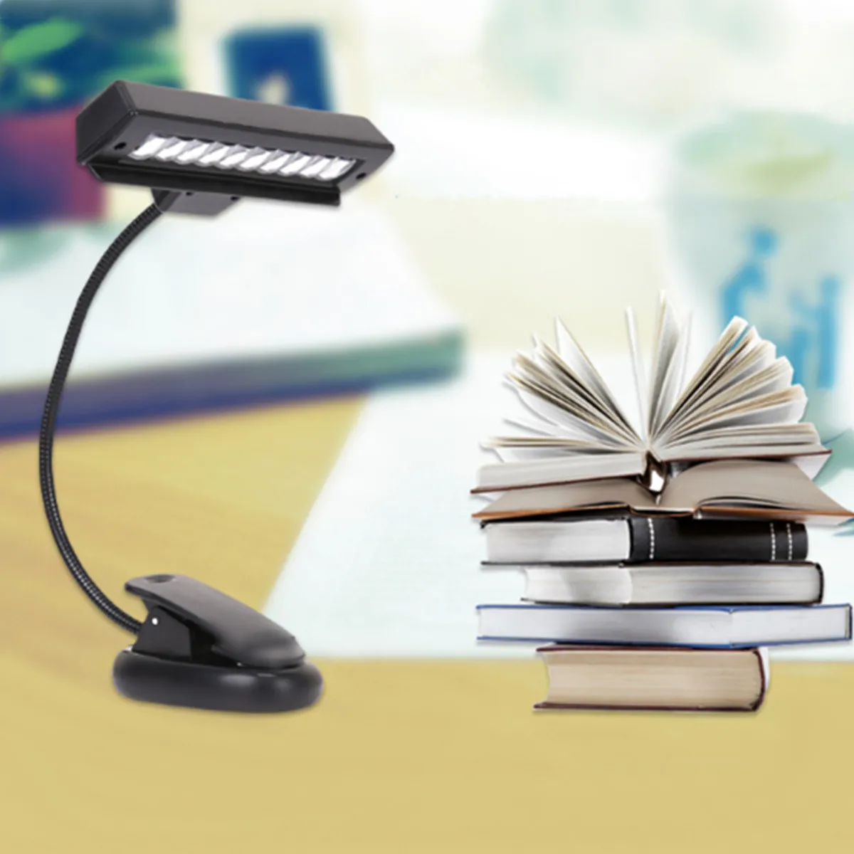 En Ligne Portable 10 LED Ampoules USB Rechargeable Lecture Light Book Lampes Clip on Orchestre Piano Musique Stand Table Night Lights Flexible