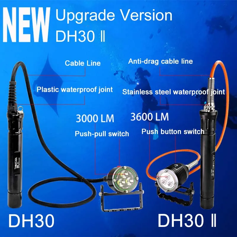 Карманный фонарик для дайвинга ARCHON DH30 WH36 обновленная версия II подводный