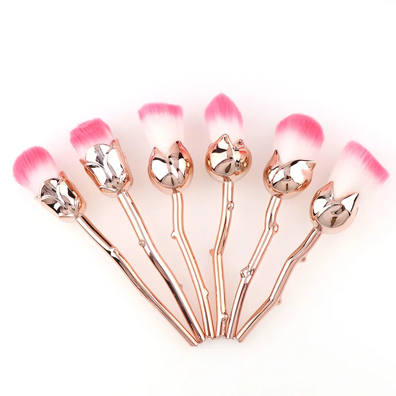

6 Pcs Rose Flower Shape Colorful Makeup Brushes Set Cosmetic Powder Face For Women Makeup Beauty Tools