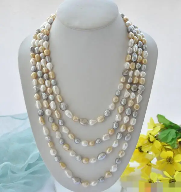 

song voge gem nanJ0450 white gray champagne baroque freshwater pearl necklace