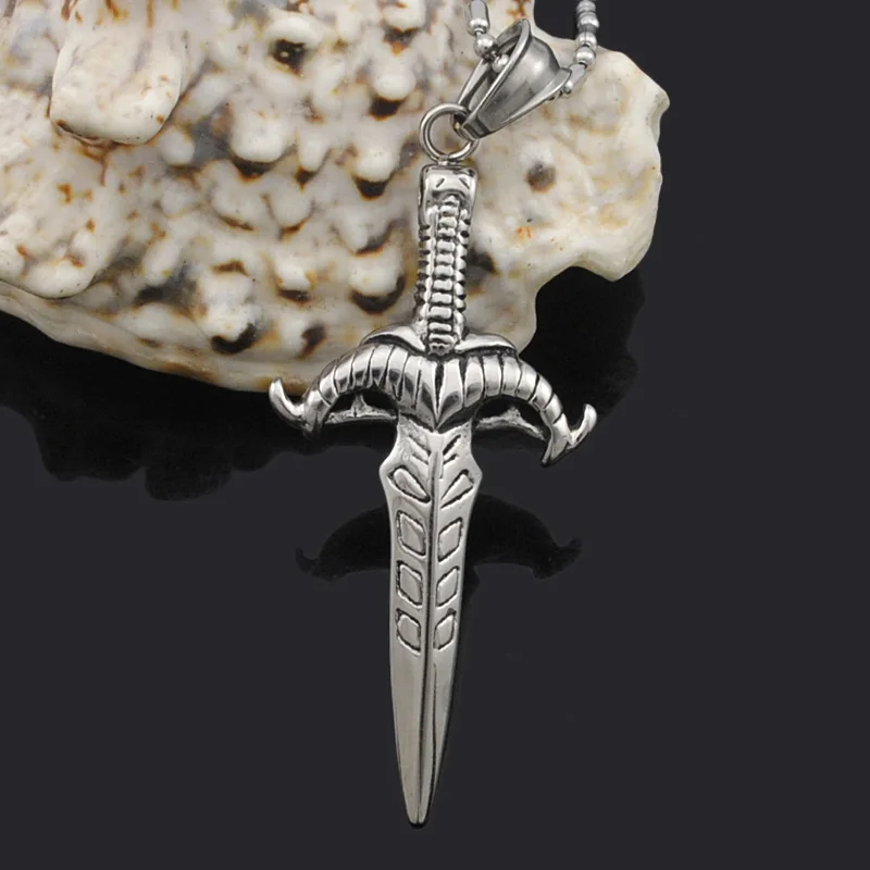 High Quality Cool Sword Pendant Necklace For Men Stainless Steel Punk Style Hip Hop Jewelry Friendship Gift | Украшения и