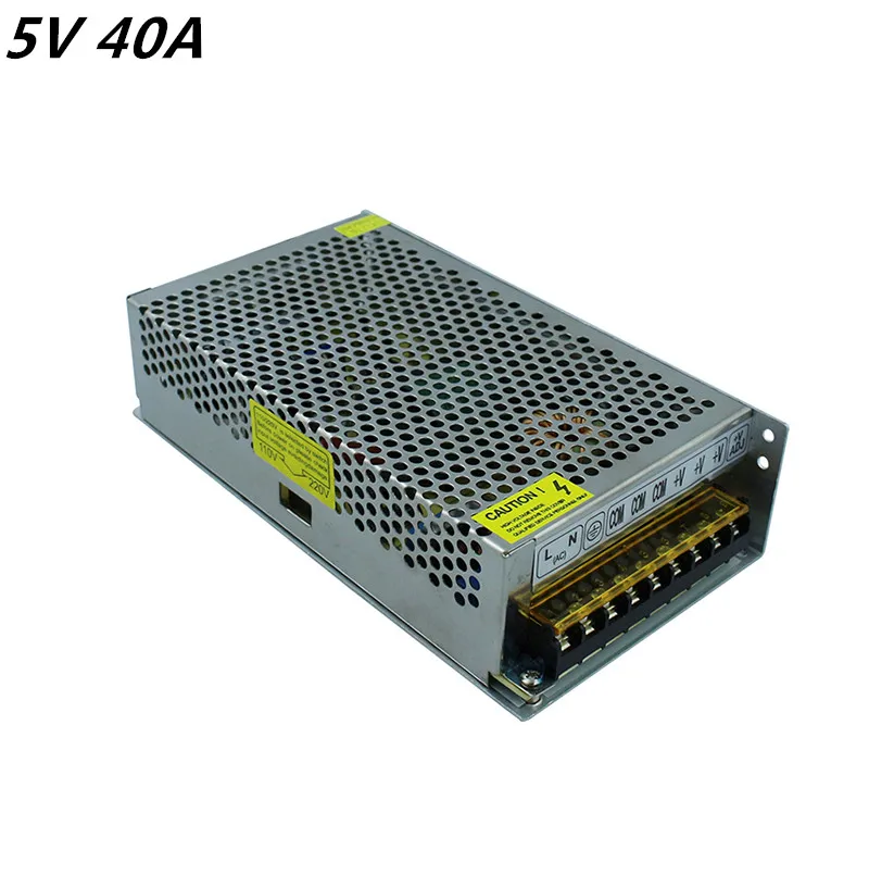 

5V 40A 200W Switching Switch Power Supply Driver for LED Strip lights CNC 3D Print AC 110-220V Free Shipping