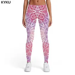 KYKU арт Leggings Для женщин Графика эластичные красочные печатные Штаны геометрический спандекс готический дамы Для женщин s легинсы, штаны для