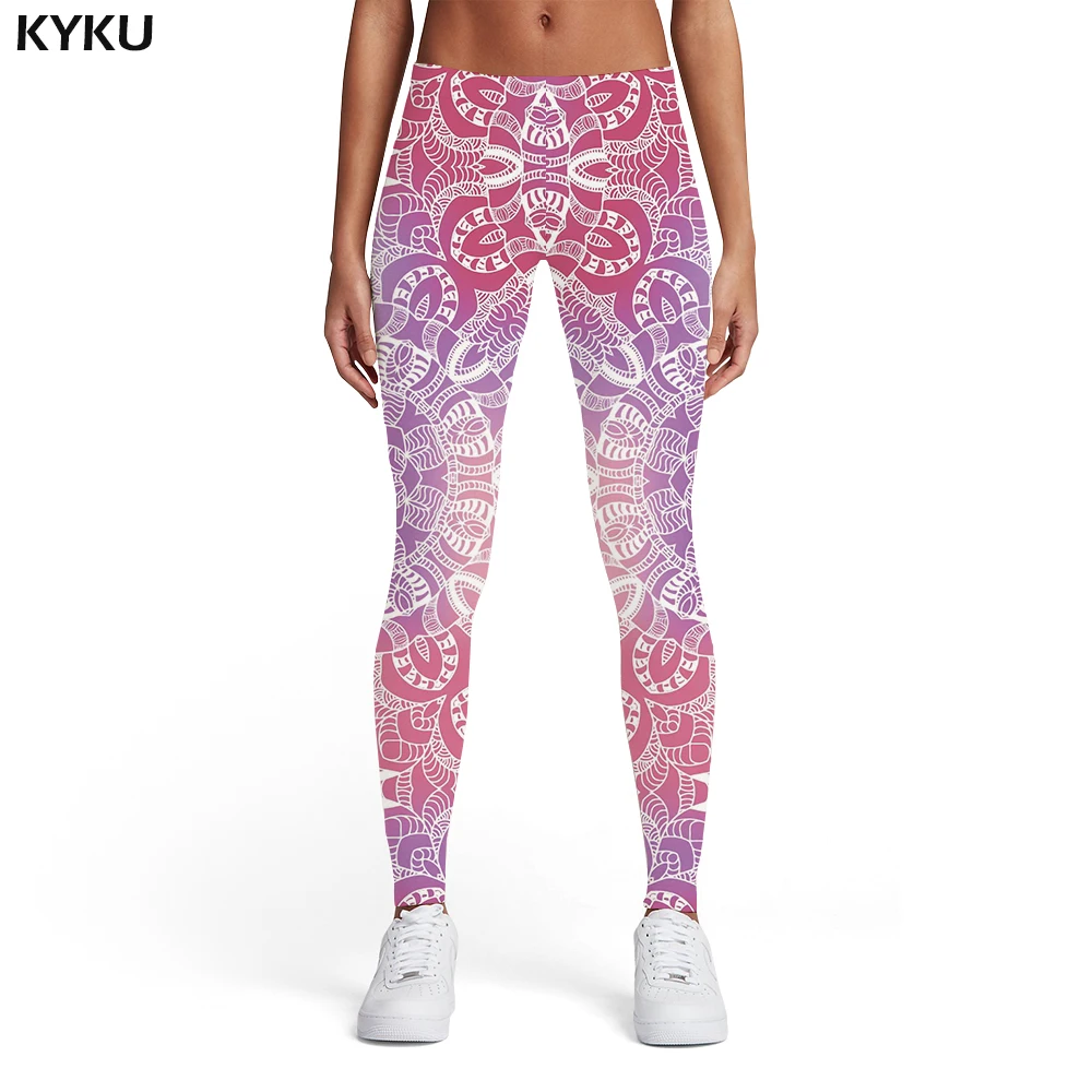 

KYKU Art Leggings Women Graphics Elastic Colorful Printed pants Geometric Spandex Gothic Ladies Womens Leggings Pants Fitness