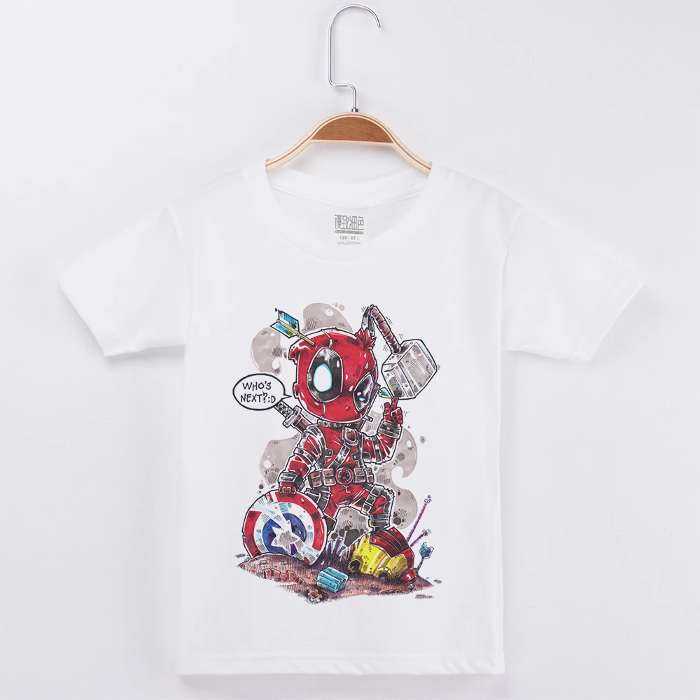 

Boys Shirts Summer Tops Deadpool T Shirt Cotton For Kids Clothes Short Funny Children Clothing Child Tees Unisex Size 24M-12T
