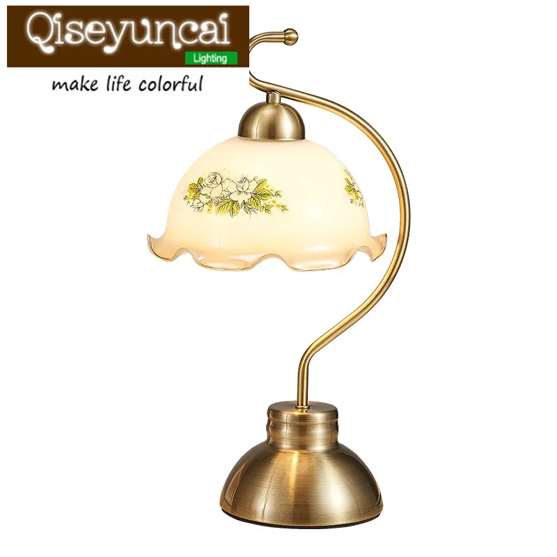 

Qiseyuncai American garden style touch induction desk lamp modern minimalist fashion decoration bedroom lighting