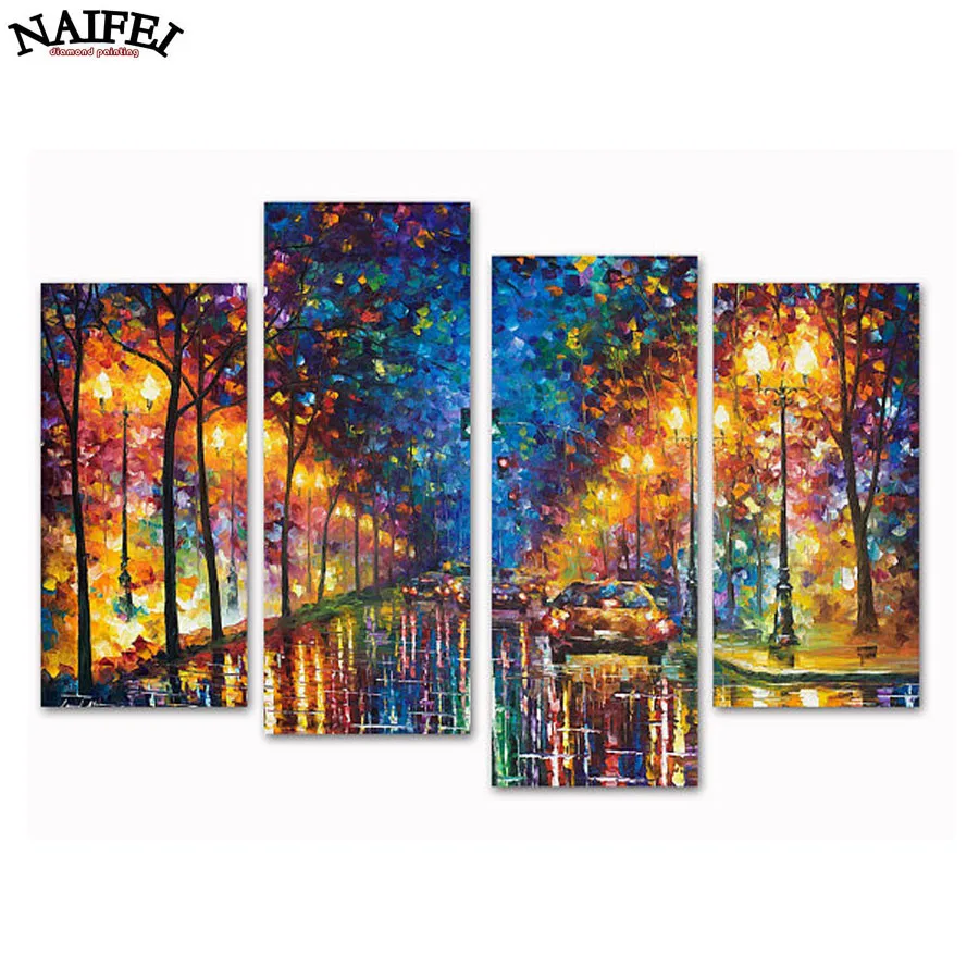 

4pcs/set New York taxi artwork,city view,diamond Painting home decoration,Cross Stitch rhinestone,5D Diamond Embroidery mosaic